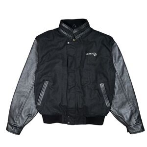 Dodge Challenger SRT Hellcat Real Leather Polyester Bomber Jacket Mens Medium